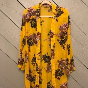 Yellow Floral Boho Kimono